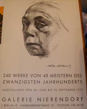 Item #16-3337 Self portrait on Exhibition poster. Kaethe Kollwitz