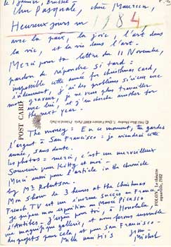 Item #16-3381 Correspondence between Jean Michel Folon, his wife Paola Ghiringhelli, his sister Danielle Folon and the San Francisco dealer Pasquale Iannetti. Signed. offers many prints with 16 with 16 color reproductions Signed by Folon. Jean Michel Folon, Paola Ghiringhelli.