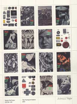 Item #16-3392 Pushing the Buttons.. "Commemorative Stamps." Sandra Ortiz Taylor
