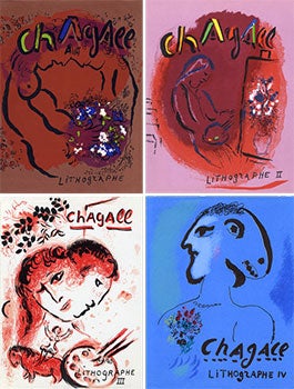 Item #16-3584 Chagall Lithographe. Vols. I, II, III, IV. First editions. Fernand Mourlot, Julien Cain, Marc Chagall.