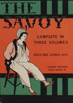 Item #16-3598 Poster for "The Savoy. Complete in three volumes. "First Edition. Aubrey Beardsley