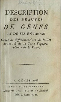 Item #16-3613 Description des beautés de Génes [Genoa] et de ses environs; ornée de...