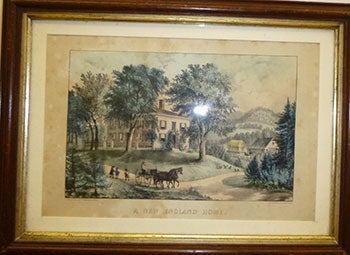 Item #16-3709 A New England Home. First Currier & Ives edition of the lithograph. Currier, Ives.