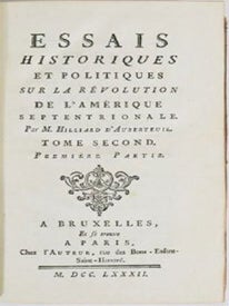 Essais historiques et politiques sur la R&eacute;volution de l'Am&eacute;rique septentrionale. Volume 2 only. First edition..