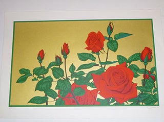 Item #16-3816 "Roses with a Gold Background", Limited Edition Serigraph. Paul Davis, born 1938