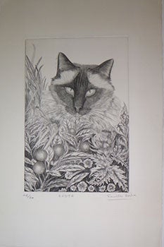 Item #16-3840 Radja. [A Cat] Original etching. Danielle Roche