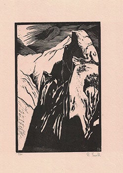Item #16-3856 View of Half-Dome, Yosemite, California. First edition of the woodcut. Betty Lark-Horovitz.