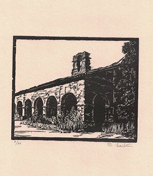 Item #16-3860 View of San Fernando Mission, California. First edition of the woodcut. Betty...