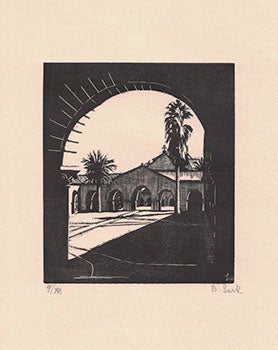 Lark-Horovitz, Betty (1894-1995) - View of the Inner Court of Stanford University, California. First Edition of the Woodcut