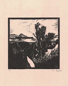 Item #16-3868 View of Grand Canyon, Arizona. First edition of the woodcut. Betty Lark-Horovitz