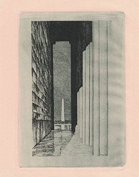Item #16-3880 View of the Washington Monument, Washington, D.C. Original etching. Betty...