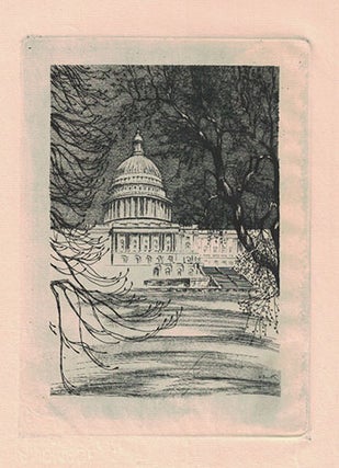 Item #16-3881 View of the United States Capitol Building, Washington, D.C. Original etching....