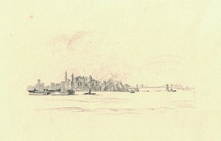 Item #16-3890 View of Manhattan, from the South. Original pencil drawing. Betty Lark-Horovitz