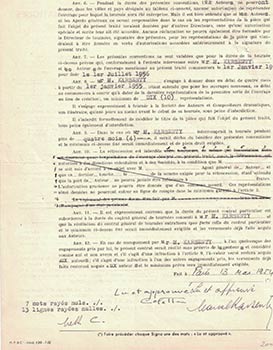 Original Signed Contract by Colette for stage productions of Gigi