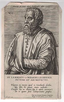 Item #16-3937 Portrait of Lamberto Lombardo. Original engraving. Jerome 1553–1619 Wierix,...
