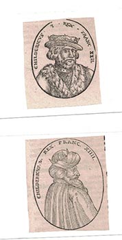 Item #16-3965 A Collection of Woodcuts from "De rebus gestis Francorum, a Pharamundo primo rege usque ad Carolum VIII libri X." First edition. Paulus Aemilius, Arnoul Le Ferron, Joannes Thomas Freigi.