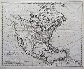 Item #16-4016 Karte von Nord-America zur Geschichte von Neu-frankreich. Early edition of the map. Jacques-Nicolas Bellin, L. Scherk, engravers J. Soon.