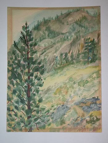 Corr, C. - Landsacape in Okanagan, B.C. , Canada. Original Watercolor