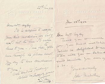 Item #16-4026 Fred Terry and Violet Farebrother. Signed letters. Fred Terry, Violet Farebrother.