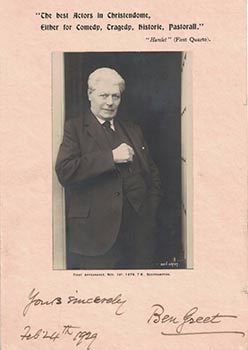 Item #16-4033 Ben Greet. Signed photograph. Ben Greet, Sir Philip Barling Greet 1857 – 1936