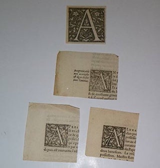 Item #16-4081 A collection of 5 historiated and woodcut initials from the 16th-17th Centuries....