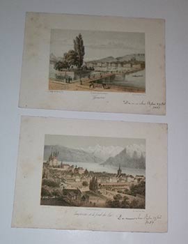Item #16-4113 Genève and Lausanne. Original lithographs First editions. L. del Targe, lith Deroy