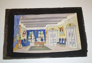 Item #16-4159 Design for a Stateroom in Yacht on the Seine overlooking Paris. Original gouache....