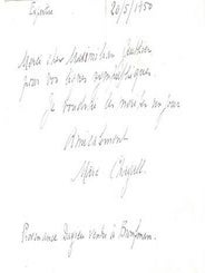 Marc Chagall. Signed photograph of one of his works for Maximilien Gauthier.