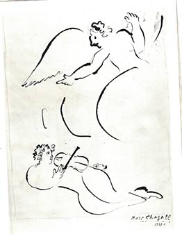 Item #16-4252 Certificate of authenticity for a 1938 drawing by Marc Chagall. Marc Chagall, Paule...