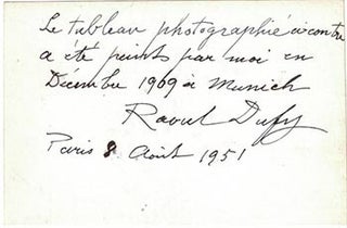 Certificate of authenticity for a 1909 painting by Raoul Dufy