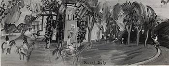 Item #16-4257 Certificate of authenticity for a 1945 painting of Deauville by Raoul Dufy. Raoul Dufy, 1877 – 1953.