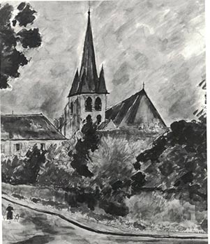 Item #16-4260 Certificate of authenticity for a 1960 watercolor "Le clocher de l’église de...