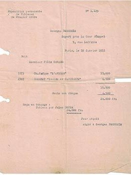 Item #16-4264 Invoice from Georges Bernheim to Félix Gérard for an exchange of paintings....