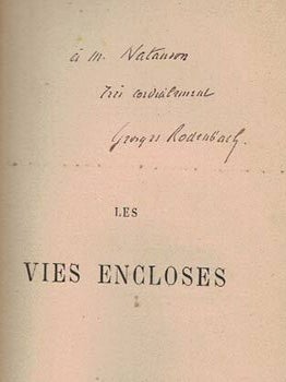 Les vies encloses. Po&egrave;mes, First edition. (Signed presentation copy. Envoi autographe sign&eacute;. Georges Rodenbach.