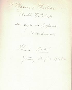 Item #16-4325 Le Passager. Poèmes. (Signed presentation copy. Envoi autographe signé de l'auteur à Thadée Natanson.). Claude Aubert, preface Thadée Natanson.