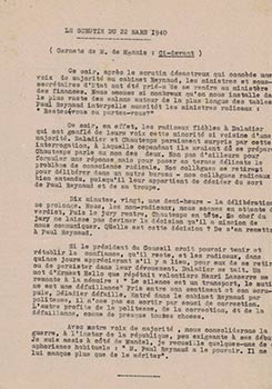 Item #16-4383 Carnets de Anatole de Monzie: Le Scrutin du 22 mars 1940; Le Pacte...