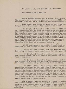 Item #16-4386 Transcription of top secret telegrams between Winston Churchill and French...
