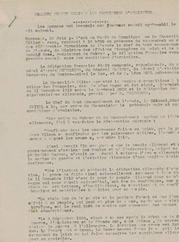 Item #16-4389 Text of the terms of the armistice between France and Germany, June 22, 1940 in...