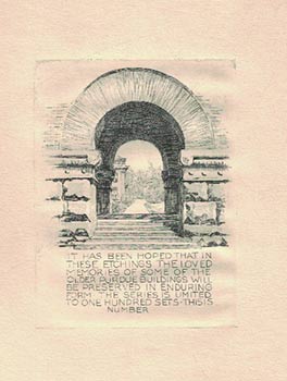Item #16-4401 Colophon for the portfolio of view of buildings at Purdue University. Original etching. Betty Lark-Horovitz.