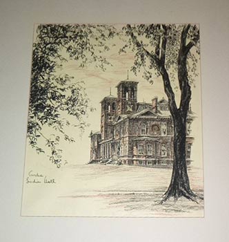 Item #16-4405 View of Ladies Hall at Purdue University. Original lithograph. Betty Lark-Horovitz.