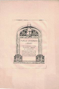 Item #16-4413 Bookplate for Purdue University Library. The Charles H. Viol Memorial Library of Chemistry. Original Etching. Betty Lark-Horovitz.