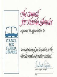 Item #16-4435 Blank Certificate of Recognition for participation in the Florida Book and Author...