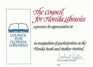 Item #16-4435 Blank Certificate of Recognition for participation in the Florida Book and Author...