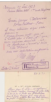 Item #16-4456 Collection of original autograph letters from Jules Chéret to his copyright...