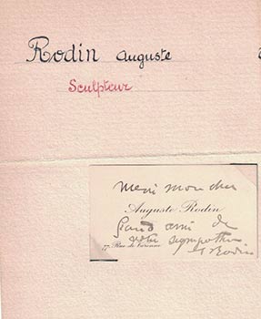 Item #16-4503 Signed carte de visite by Auguste Rodin. Auguste Rodin
