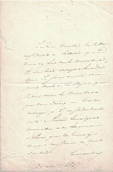 Item #16-4516 Letter from Alphonse de Lamartine, on literary matters. Alphonse de Lamartine, 1790 -1869.