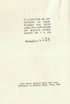 Item #16-4543 La putain respectueuse. Pièce en un acte et deux tableaux. First numbered edition....