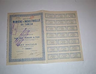Item #16-4559 Société Minière & Industrielle du Tamega.Part Sociale. First edition....