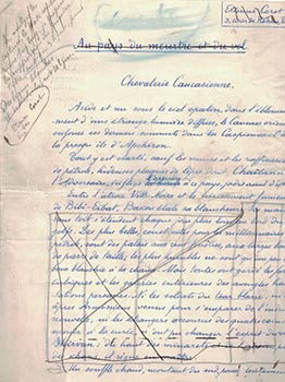 Item #16-4610 Manuscrit pour "Chevalerie caucasienne," paru dans Paris Journal 1912.. Signed....