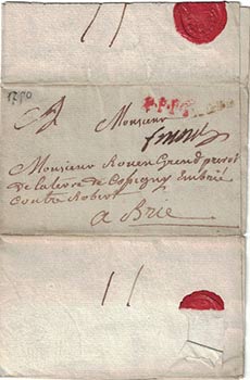 Item #16-4611 Manuscrit lettre de [???] de Copigny à Rouen ....de Copigny à Brie... Signed....